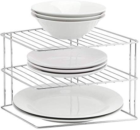 SmashingDealsDirect® 3 Tier Chrome Corner Kitchen Plate Rack Tidy Cupboard Shelf Insert Organiser New