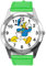TAPORT® Armbanduhr Analog Quarz mit Echtlederband grün rund für Fan von Donald Duck