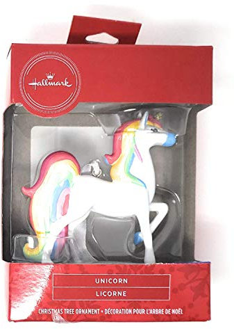 Hallmark Exklusiver Baumschmuck Einhorn mit Regenbogen Mähne und Schwanz