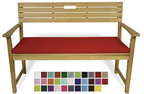 Rollmayer Bankkissen Bankauflage Sitzkissen Bankpolster Auflage für Bänke in Haus und Garten Kollektion Vivid, 1 Stück (Rot 12, 120x40x4cm)