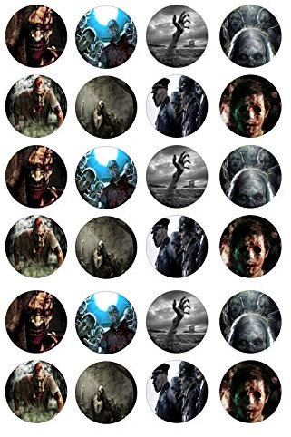 24 edible zombie kids childrens party decorations style Iced Icing CupCake Toppers Cake