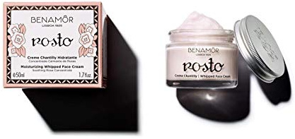 Benamôr - Rosto Moisturising Whipped Face Cream - Light Day Cream with Organic Rose Extract and Vitamin E - Face Moisturiser Paraben Free, Vegan - 50 ml Jar