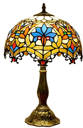 AIBOTY Tiffany-Stil Barock Tischlampe kreative Kristallperlen Buntglas-12-Zoll-Shade Tischleuchte Schreibtischlampen-Beleuchtung für Schlafzimmer Wohnzimmer