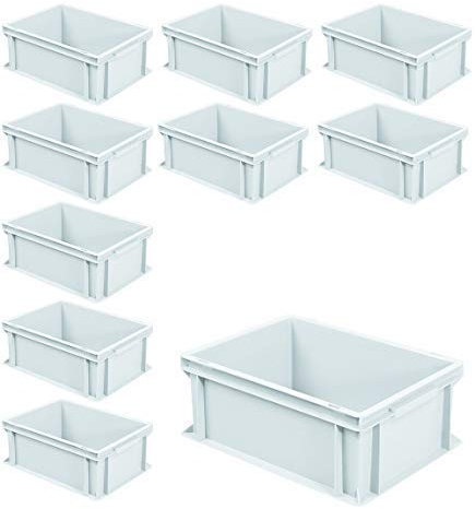 BRB 10x Euro-Stapelbehälter mit 2 Griffleisten, LxBxH 400x300x170 mm, 16 Liter, weiß