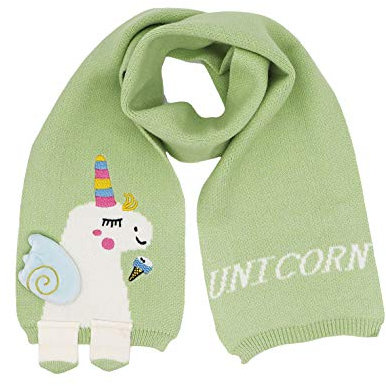 Kids Girls Boys Winter Cute Unicorn Scarf Shawl Warm Soft Cozy Fashion Knit Neck Warmer Scarfs Toddler - green - One_Size
