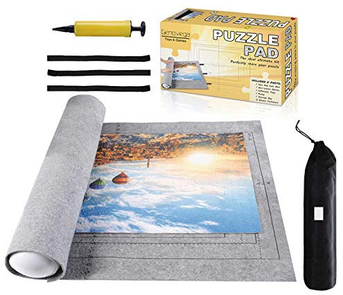 TONGQU Jigsaw Puzzle Roll Mat, Filzaufbewahrungsmatte Aus Filz, Mit Jigsaw Roll Guide Größenlinien, Umweltfreundliches Material, Mit Einer Design-Tasche Mit Kordelzugöffnung Geliefert,Grau,105x75cm