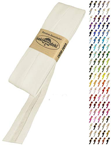 Sandras-Bastelladen Schrägband/Einfassband Baumwolle Uni gefalzt 5m x 20mm 088-Ecru