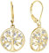 JO WISDOM Boucles d'oreilles Arbre de vie en Argent 925/1000 Dormeuse pour Femme avec 3A Oxyde de Zirconium avec Plaqué or Jaune