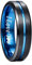 NUNCAD Men's Rings I Love You Wedding Ring 6mm Black Blue Tungsten Carbide Ring for Men Two-Tone Simple Band with Groove Size S