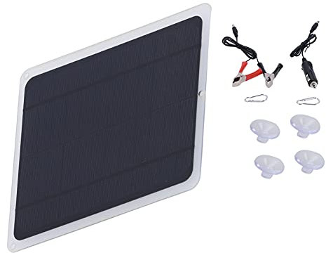Cuifati Kit Pannello Solare 20W 12V, caricabatteria Solare per Auto Kit di Backup di Alimentazione Portatile con Adattatore a Clip per la Ricarica del Telefono Cellulare dell'auto RV Boat
