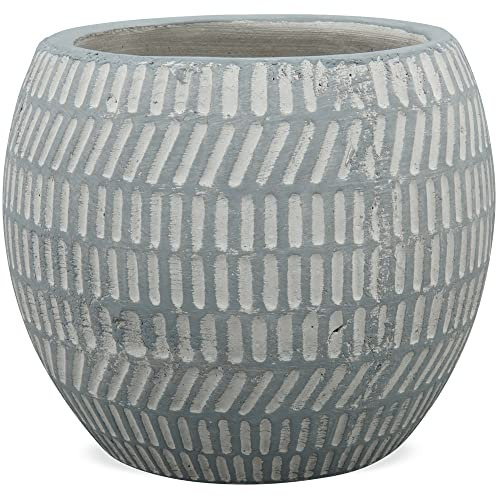 matches21 Topf Pflanztopf aus Keramik Muster Frühling Deko Gartendeko modern Garten Frühling grau 1 STK Ø 13x11,5 cm