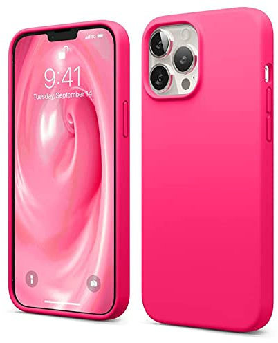 elago Liquid Silicone Case Compatible with iPhone 13 Pro Max Case (6.7), Premium Silicone, Full Body Protection - 3 Layer Shockproof Phone Cover, Anti-Scratch Soft Microfiber Lining (Neon Hot Pink)