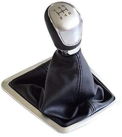 Kakulkomen Palanca de cambios manual 5 6 velocidades para F-ord Focus 2 MK2 FL C-MAX 2006-2011 MK3 MK4 MK7 G-alaxy con funda de cuero antipolvo(5 velocidades-plata)