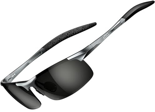 ATTCL Herren Polarisierte Treiber Glasses Sport Sonnenbrille Al-Mg Metallrahme Ultra leicht verspiegelt sonnenbrillen 8177 Grau