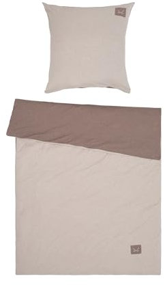 Sansibar Jersey Melange Wendebettwäsche Taupe/Sand Bettwäsche Doubleface Set 2 teilig Bettbezug 135x200 cm Kissenbezug 80x80 cm