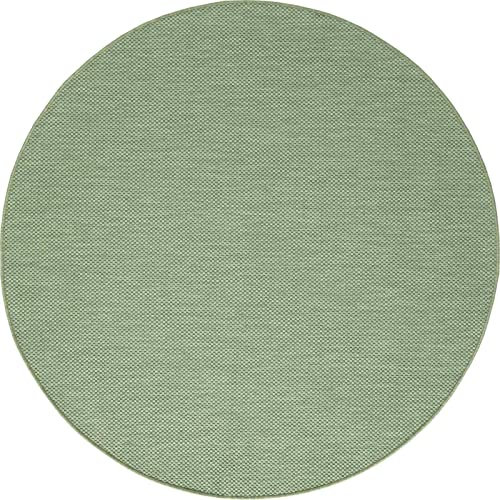 Taracarpet Outdoor Teppich Wetterfest Wohnzimmer Balkon Küchenteppich Flachgewebe Sisaloptik Einfarbig Uni grün 160x160 cm rund