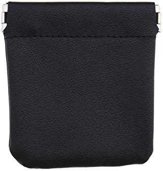 YINETTECH Mini porte-monnaie à presser en cuir synthétique fin avec poche pour pièces de monnaie, billets, cartes bancaires, écouteurs - Noir, Noir