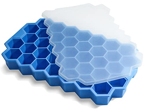 Ice Cube Trays for Freezer with Lid-37 Grid Silicone for Small Ice Cube Molds,Easy-Release Reusable in Organizer Bins or Ice Bucket for Cocktail bar or Iced Coffee Cup