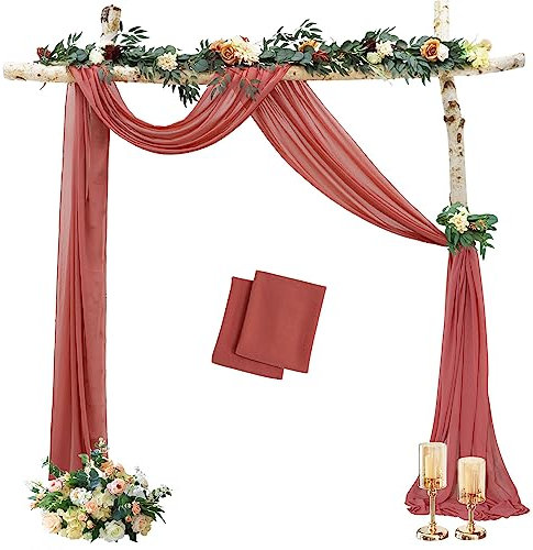 MODFUNS Dusty Rose Wedding Arch Draping 18FT 2 Panels Chiffon Drapery Wedding Arches Decorations for Reception Sheer Arch Curtains Dusty Pink Drapes for Backdrop Tent Drape for Party Events