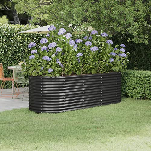 WIFESE Jardinière Acier Enduit de Poudre 224x80x68 cm Anthracite Jardiniere Exterieur Grande Taille Jardiniere Balcon Jardiniere sur Pieds Carré Potager Rectangulaire Potager Balcon
