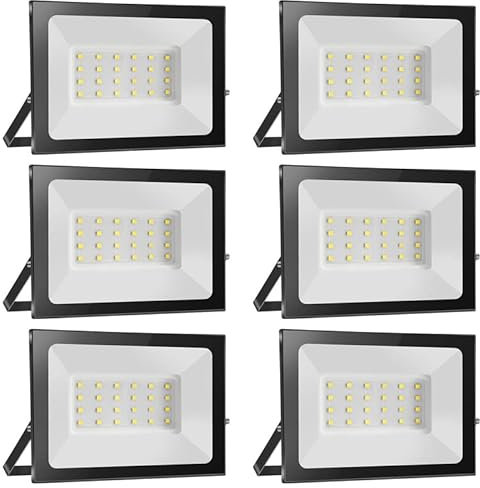 Probapro 6pcs 20W Strahler Außen,Außenstrahler LED Fluter 2000LM 3000K Warmweiß Scheinwerfer Flutlicht IP65 Wasserdicht, Aussenstrahler für Hinterhof, Garten, Werkstatt