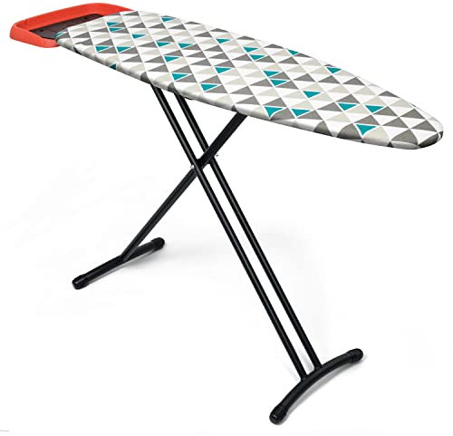 Duwee Grande table à repasser avec repose-fer rétractable, housse résistante à la chaleur avec rembourrage épais, hauteur réglable, 38 x 122 cm