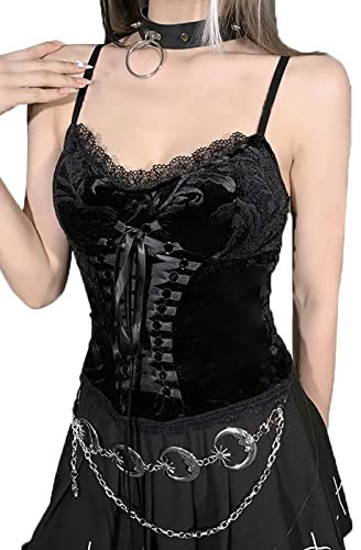 DINGJIUYAN Gothic top,Camisole Tops for Women,Goth Tops for Women UK,Fishnet top,Crop top alternatve,Womens Sexy Tops,y2k top,Fishnet top Woman,Gothic Tops for Women