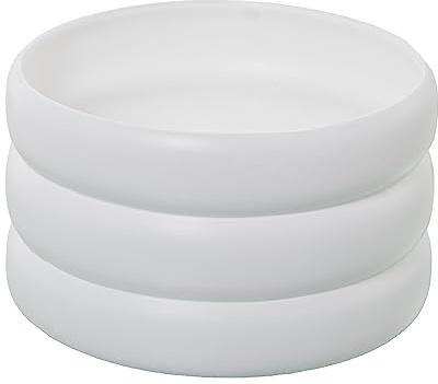 DRW Pot en céramique ondulé Blanc Mat 25 x 25 x 15 cm