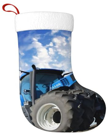 OPSREY Weihnachtsstrumpf mit Traktor, bedruckt, Weihnachtsbaumschmuck