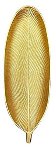 Oro Vassoio decorativo in legno a foglia, Display di gioielli Piatto ad anello Organizzatore, Multifunzionale, Decorazione soggiorno per Candela Piccola di Cristallo(S)