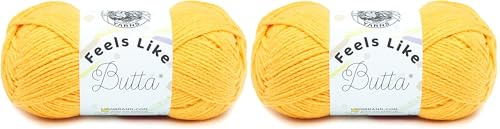 Lion Brand Yarn 215-157 Feels Like Butta Yarn, Yellow, One Skein (Pack of 2)