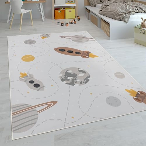 Paco Home Kinderteppich Teppich Kinderzimmer Spielteppich Junge Mädchen Modern rutschfest, Grösse:160x220 cm, Farbe:Creme 2