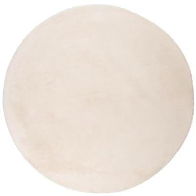 FRAAI | Home & Living Flauschiger Teppich Rund - Cozy Creme - Ø 80 cm - Polyester - Kurzflor - Einfarbig - Waschbar in Waschmaschine - Modern - Wohnzimmer, Esszimmer, Kinderzimmer, Schlafzimmer