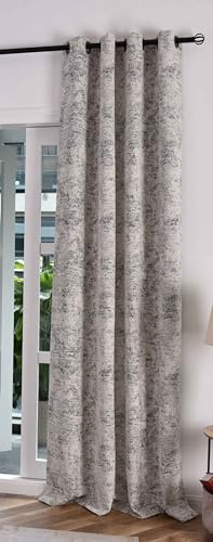 Gardinenbox Vorhang Wendevorhang HxB 245x140 cm Creme Schwarz Jacquard-Muster »VENEDIG« Beidseitig Nutzbar Hell/Dunkel Kunststoffösen Flexibles Raumdesign, 2023310