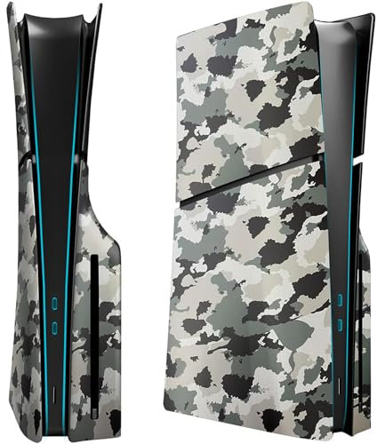 ElitePlay Grey Camo PS5 Slim Faceplates Cover Case Replacement Plates Shell Grey Camo Accessories for Playstation 5 Slim Model Disc Edition