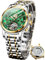 OLEVS Herrenuhren Automatik Skelett Mechanische Grün Kleid Armbanduhr mit Diamant Tourbillon Tag Datum Wasserdicht Leuchtende Zweifarbige Uhr