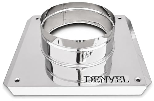 Denvel® Grundplatte Edelstahl - Ø 140mm 240mm/240mm, Sockelplatte für Schornsteinbefestigung, Kamingrundplatte, Bodenplatte für Kaminaufsatz, Schornstein Basis