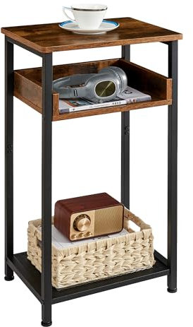 KJGKK Hoher Beistelltisch, 76,2 cm, hochwertiger Tisch, kleiner Eingangstisch, Nachttisch für Wohnzimmer und Schlafzimmer, rustikales Braun & Schwarz
