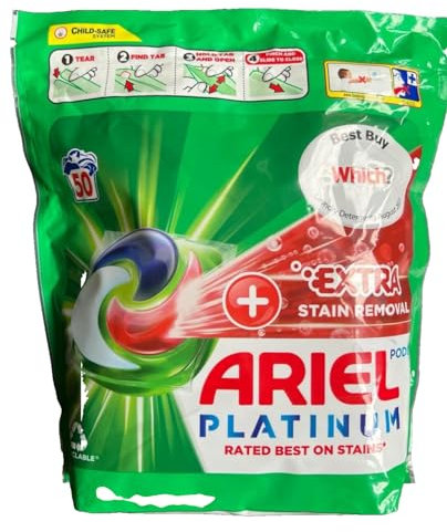 Ariel Platinum Plus Extra Stain Removal Pods, 50 Pods