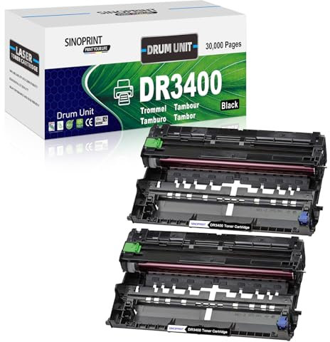 SINOPRINT 2-Pack DR3400 Trommel Kompatibel für Brother DR-3400 DR3400 Drum für HL-L5100dn HL-L5100dntt DCP-L5500dn MFC-L6800dw DCP-L6600DW HL-L5000D HL-L5200DW HL-L6250DN HL-L6300DW HL-L6400DW