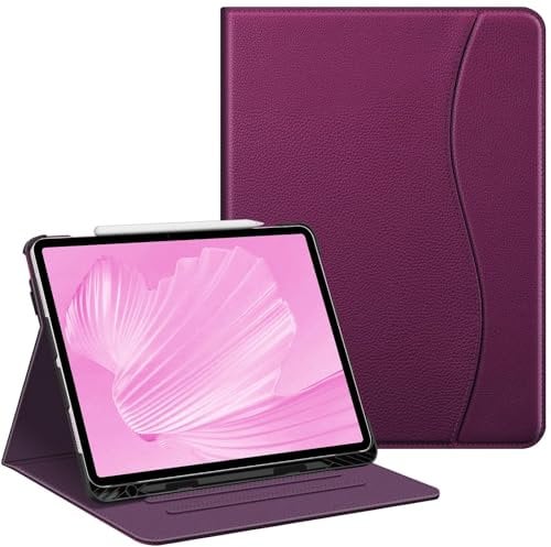 FINTIE Compatible with iPad Air 13 inch (2025/2024) M3/M2 - [Corner Protection] Multi-Angle Viewing Stand Cover with Pocket & Pencil Holder, Auto Wake Sleep, Purple