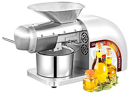 FGDIUCVN Commercial Automatic oil press Machine, 304 stainless steel Domestic oil extractor with LCD display Adjustable temperature 0~300 ℃ High oil yield power 750W