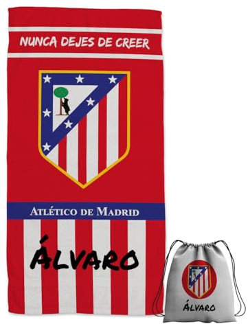 ZPUBLI+ Toallas de Playa o Ducha Personalizadas con Nombre o Frases. Toallas Infantiles, Regalo Infantil Original para baño, Piscina, Playa, Camping. Varias Medidas Disponibles (ATL. Madrid 2, 50x30)