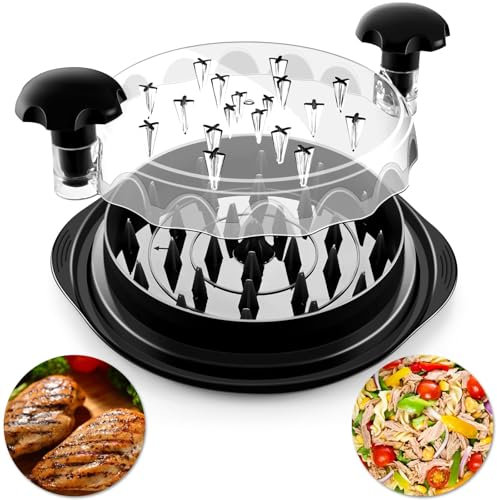 2024 Pro Chicken Shredder, Visible Meat Shredders Tool Twist with Separate Plate, Large Chicken Shredder Machine - Ergonomic Handle, Dishwasher Safe, Anti-Slip, Heat Resistant, BPA Free (Black)