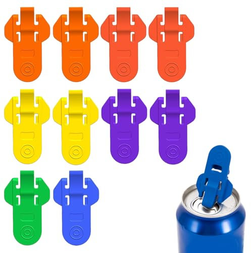 10 piezas Abrelatas de plástico,Abridor de tarros ajustable,Colorido abrelatas manual,Apto para refrescos de cola,cerveza y bebidas de aluminio