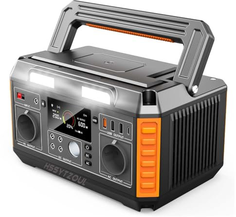 HSSYTZOUL Generador Solar Portable Power Station 520WH 600W con Salida De Onda Senoidal Pura AC/DC Generador De Almacenamiento De Energía De Emergencia para Camping Batería 140400 Mah