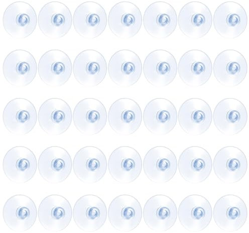 35 Stück Durchsichtige Saugnäpfe, PVC Kunststoff Saugnäpfe, Ohne Haken Runde Saugnäpfe für Fenster Fliesen,Autoschmuck,Glasplatten,Küche,Badezimmer(20 mm)