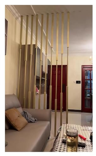 Paravent Raumteiler Innen Dekor Eisen Moderne Raumtrenner Säulen Gold, Bohrfrei Raumtrennsäule Mit Höhenverstellbaren Füßen, Zeitgenössische Eingang Temporäre Trennwand Paravent(10 pack,240cm/94.4in/7