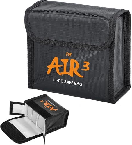CERFFOOL Battery Safe Bag for DJI Air 3S 3 Explosion-Proof Radiation-Proof Fireproof Lithium Battery Storage Protective Bag for Drone Accessories (for 3 Batteries)