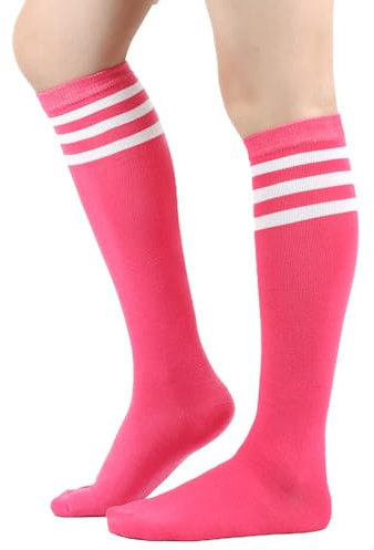 BrightGlow Chaussettes Hautes Rétro Pour Femme Avec Rayures - Chaussettes de Sport - Taille Unique